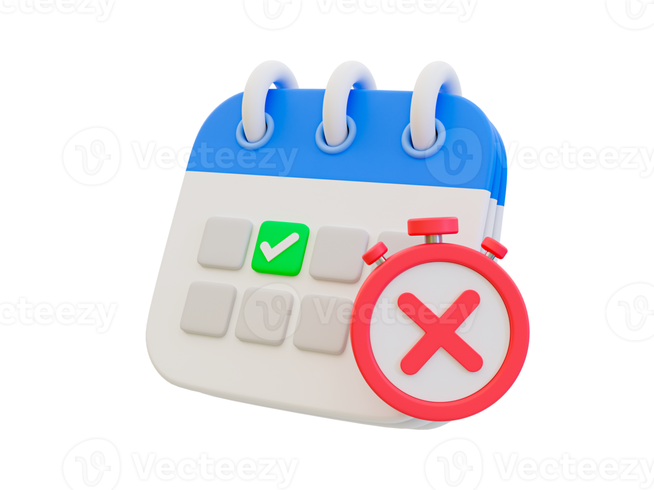 3d minimal time management concept. schedule organization. event canceled. Calendar with a red cross mark. 3d illustration. png