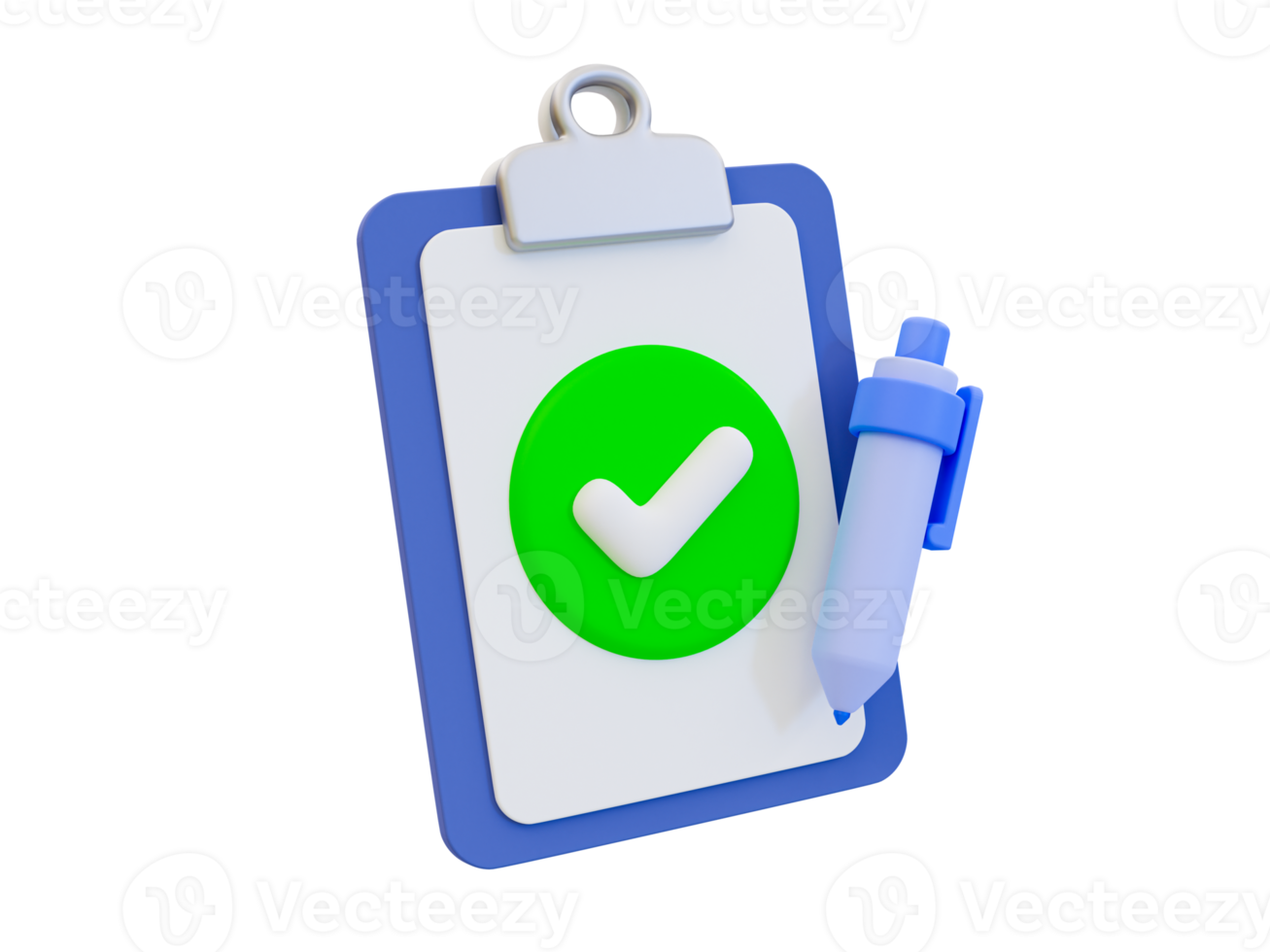 3d minimal document Approvement icon. the document is complete. get a green light. document on the clipboard with the correct icon. 3d rendering illustration. png