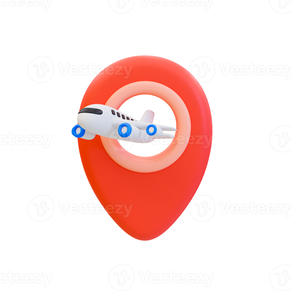 3d minimal holiday travel concept. vacation trip. Recreational time. Location with a airplane. 3d illustration. png