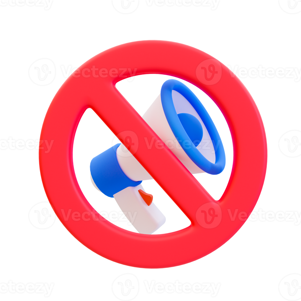 3d minimal no sound icon. Mute sound icon. Sound off. 3d illustration. png