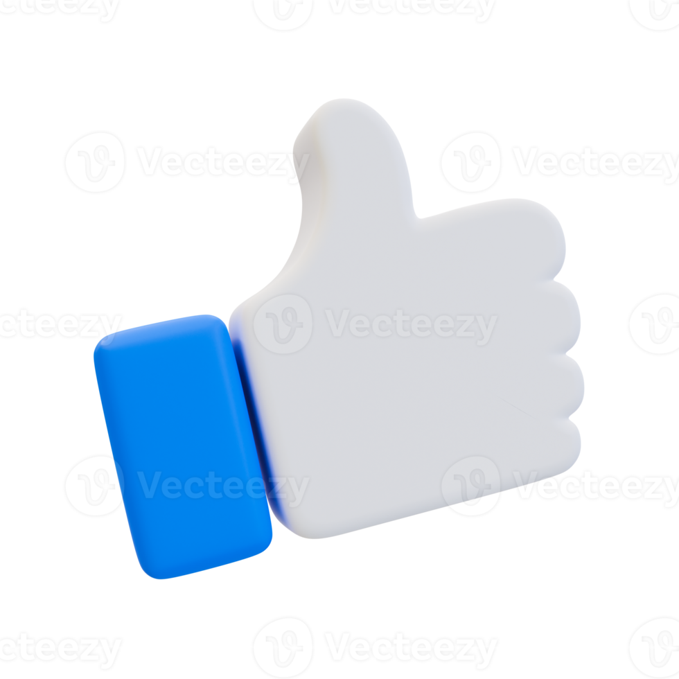 3d minimal thumbs up icon. like icon. Social media sign. 3d illustration. png