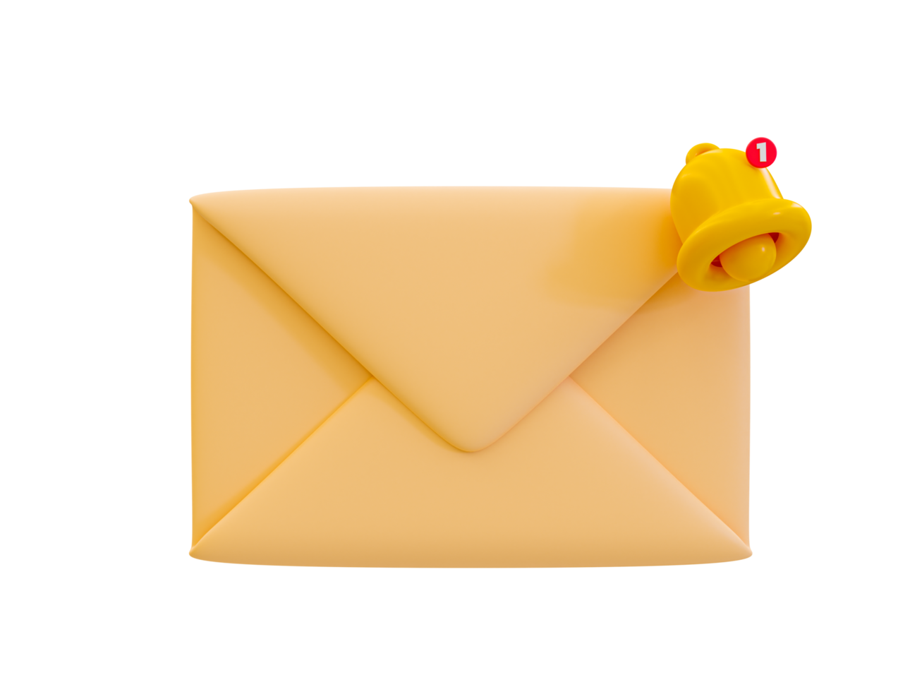 3d minimal mail message reminder. correspondence notification. Envelope with bell icon. 3d illustration. png