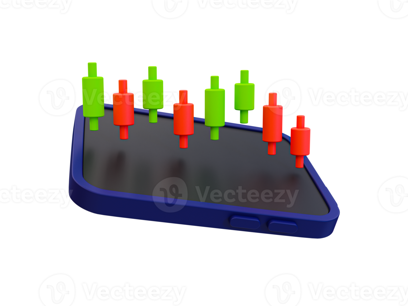 3d minimal handel diagram. stock marknadsföra ner. stock marknadsföra analys. stock marknadsföra faller. läsplatta med en stock marknadsföra Graf. 3d illustration. png