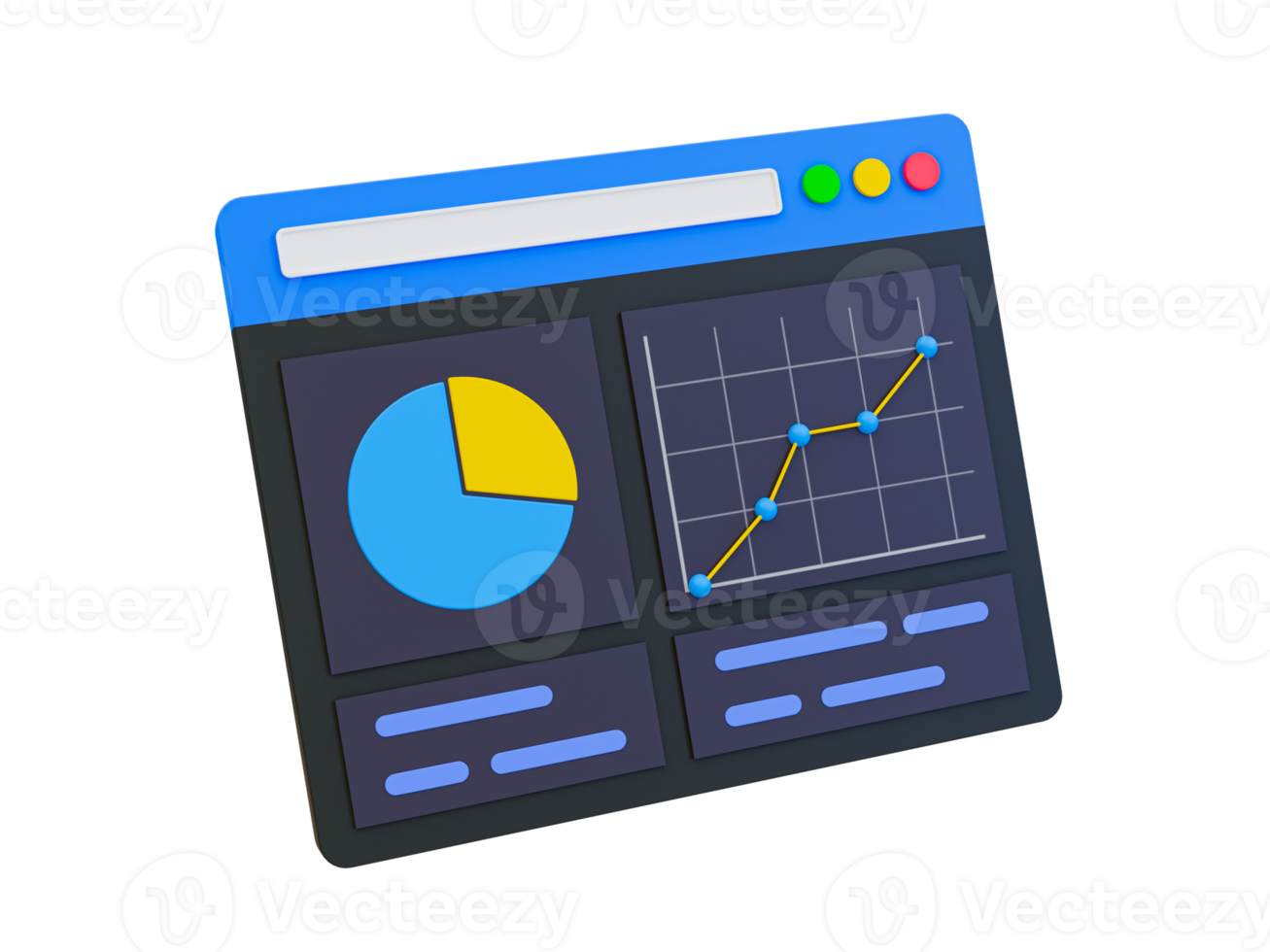 3d minimal marketing strategy concept. business analysis. marketing data analysis. browser with statistics data. 3d illustration. png