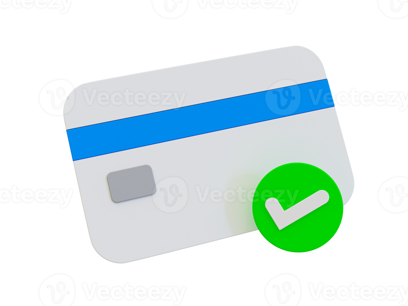 3d minimal credit card approval. credit card accepted icon. credit card with a check mark. 3d illustration. png