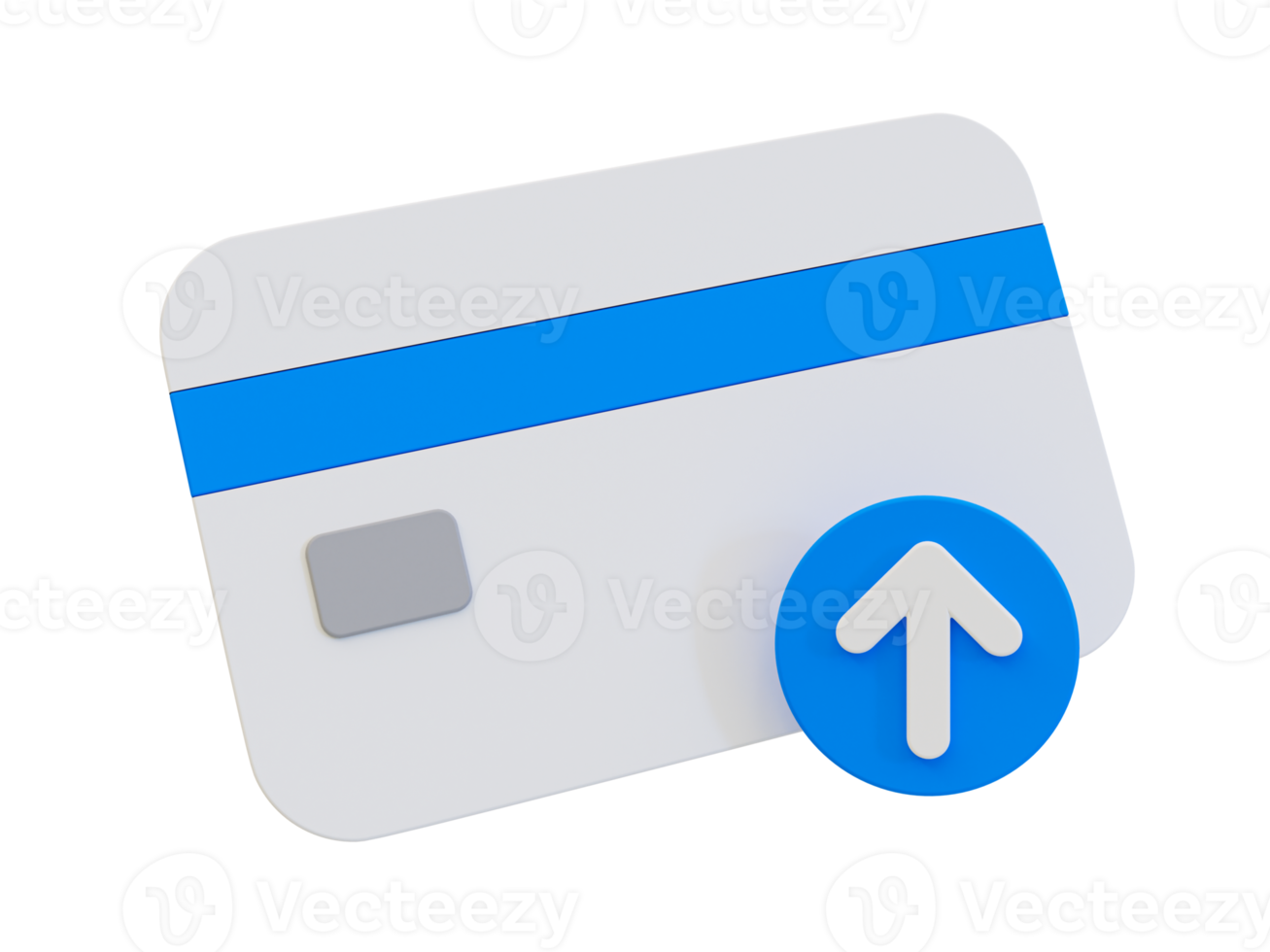 3d minimal Upload credit card information. credit card transaction icon. credit card with an up arrow. 3d illustration. png