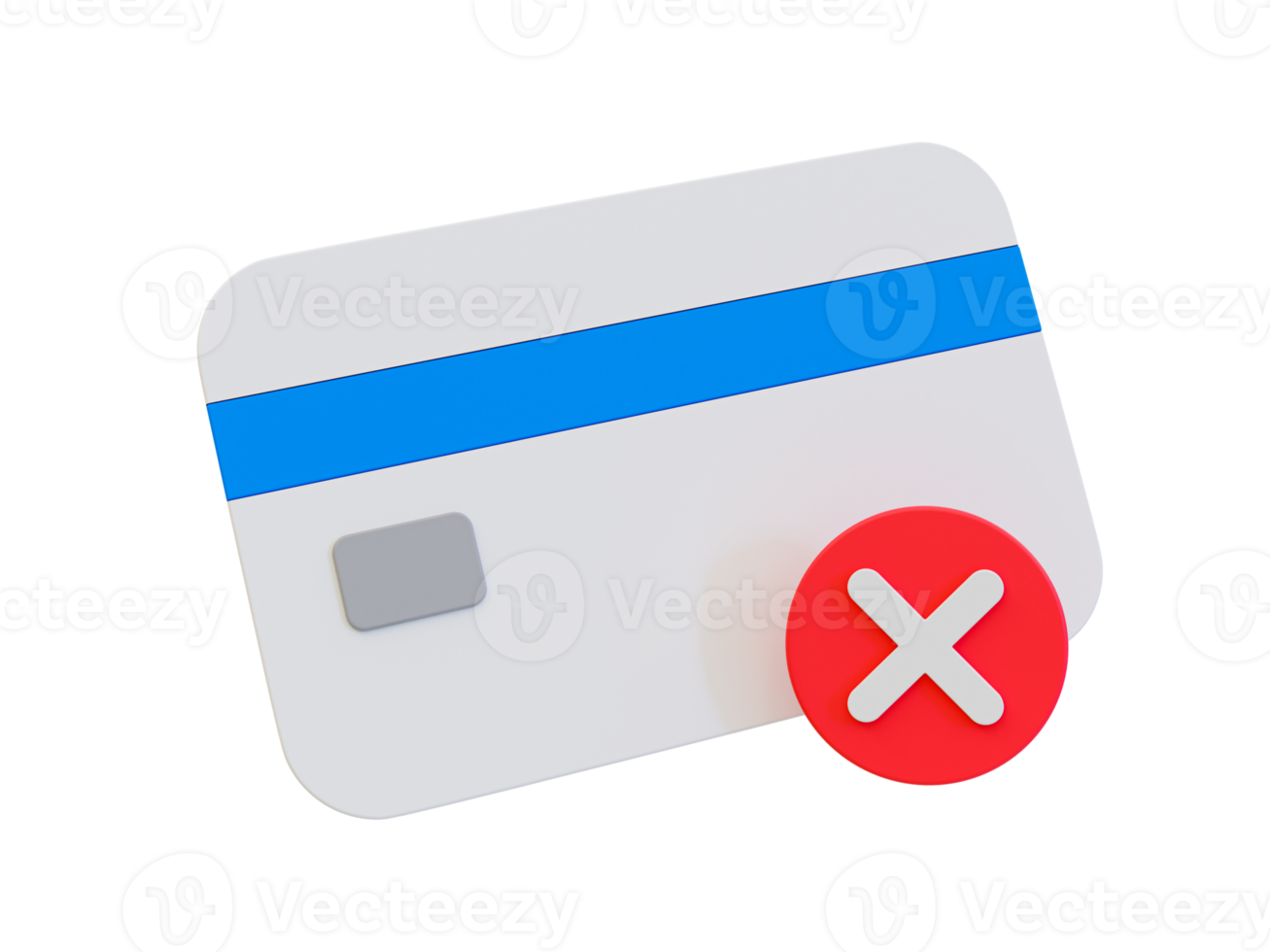 3d minimal credit card rejected. credit card denied icon. credit card with a cross mark. 3d illustration. png