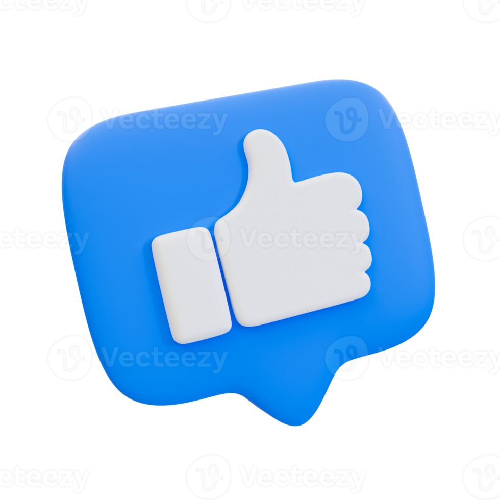 3d minimal thumbs up icon with a message box. like icon. Social media sign. 3d illustration. png