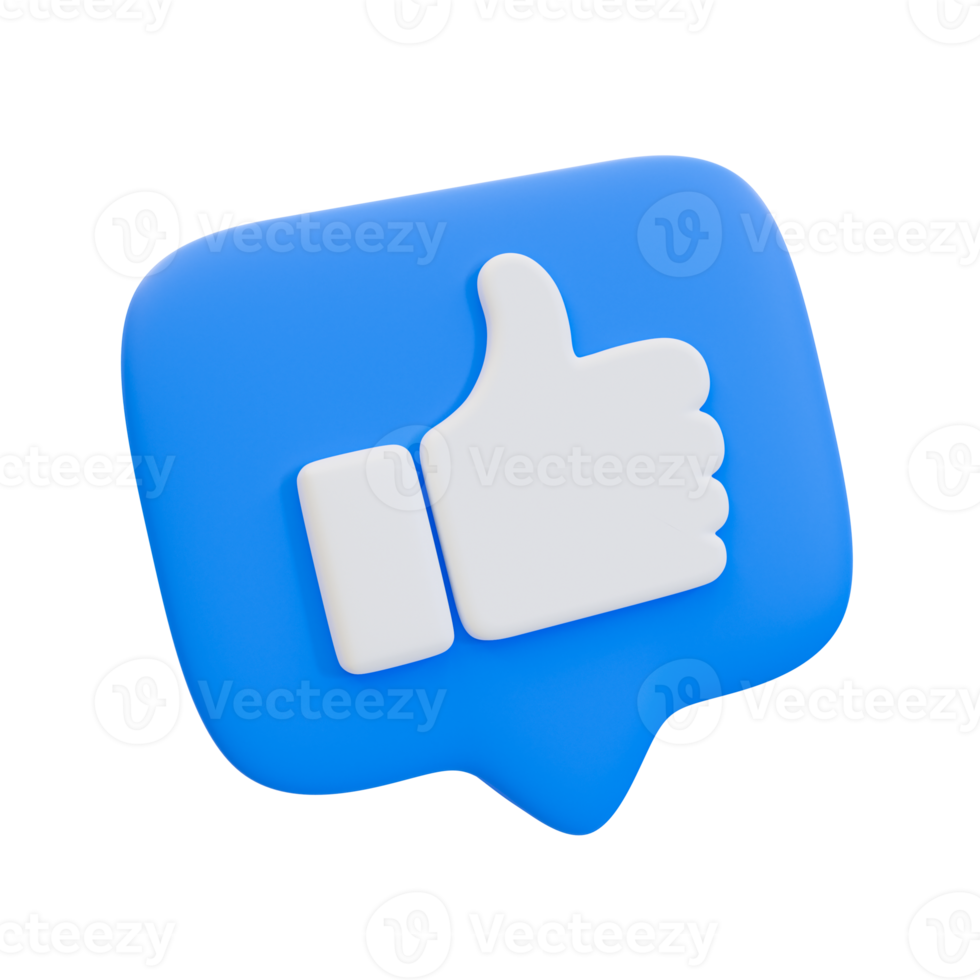 3d minimal thumbs up icon with a message box. like icon. Social media sign. 3d illustration. png