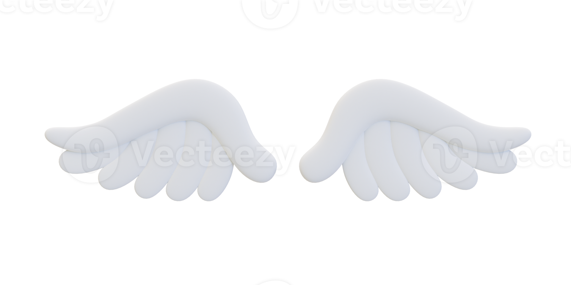 3d minimal white wing. cute white wing. 3d illustration. png