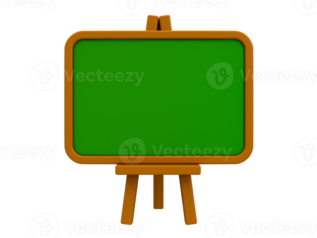 3d minimal back-to-school concept. cartoon empty blackboard mockup. blank blackboard. green blackboard with copy space. 3d rendering illustration. png