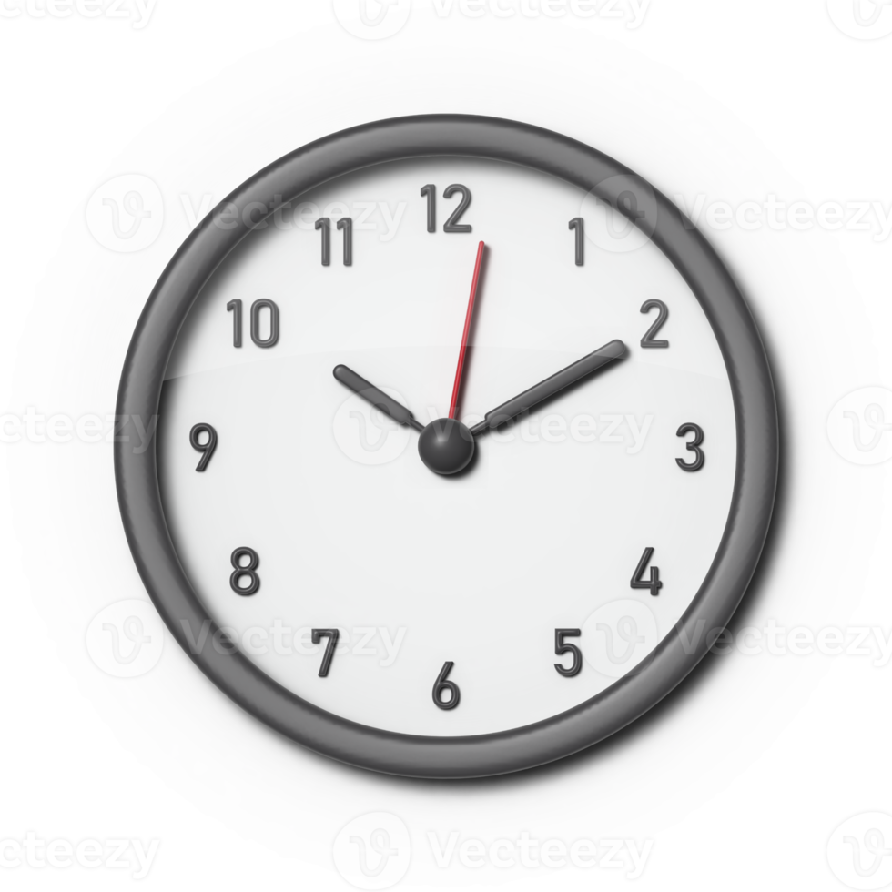 3D Minimal black wall clock png