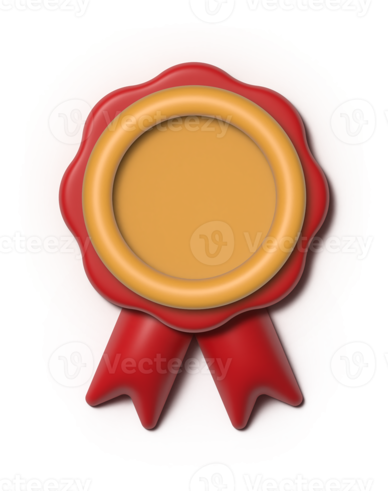 3d Gold Abzeichen und rot Band png