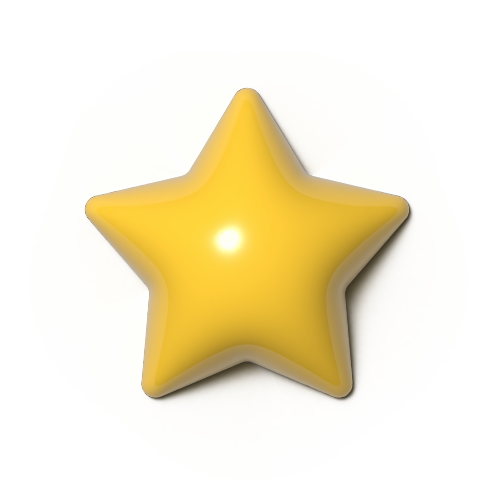 stars, glossy yellow colors. Customer rating feedback concept, 3D rendering png