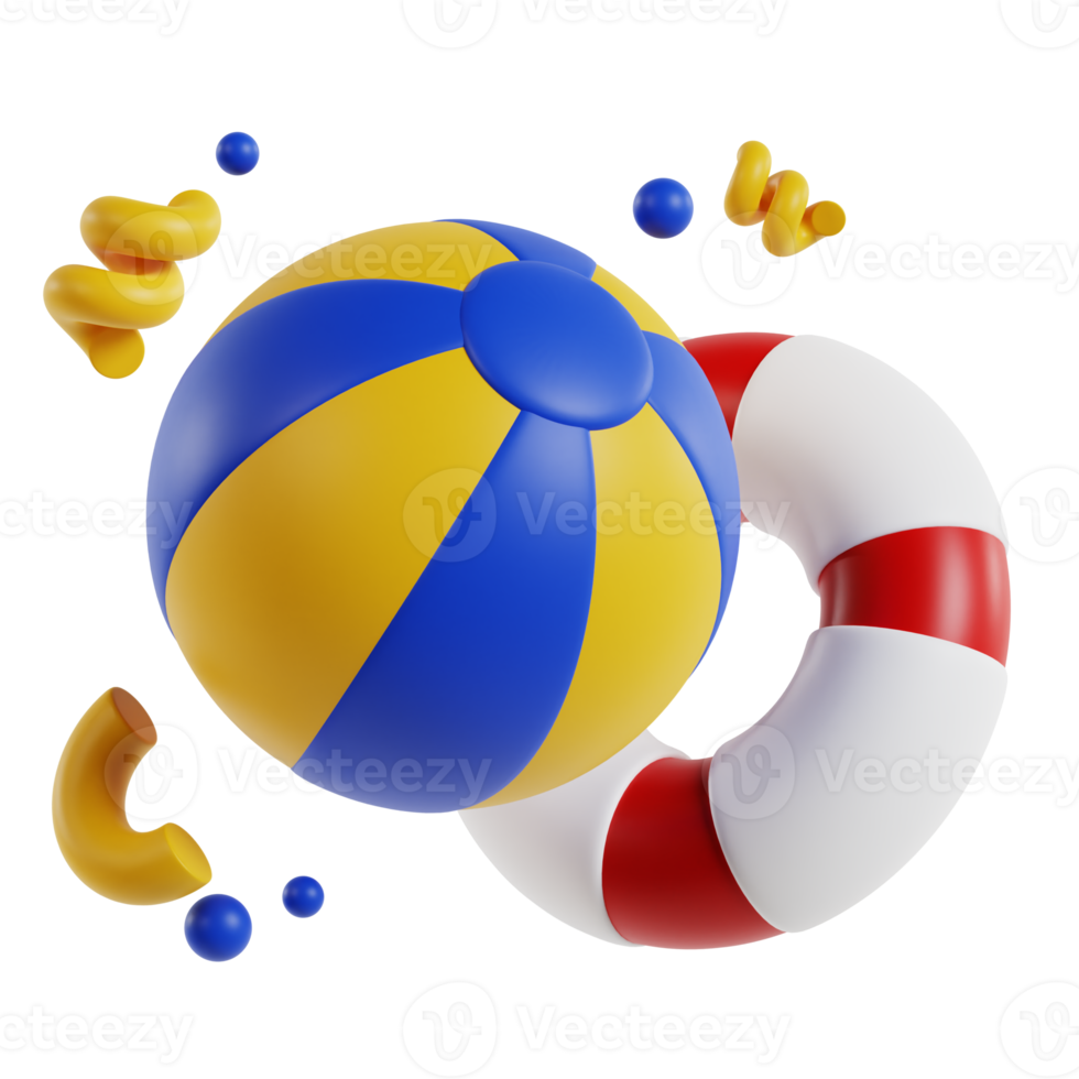Beach ball 3d travel and holiday illustration png