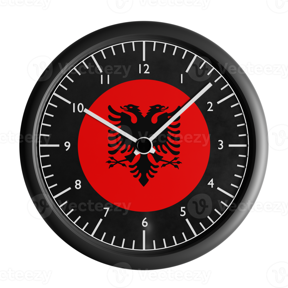 Wall clock with the flag of Albania png