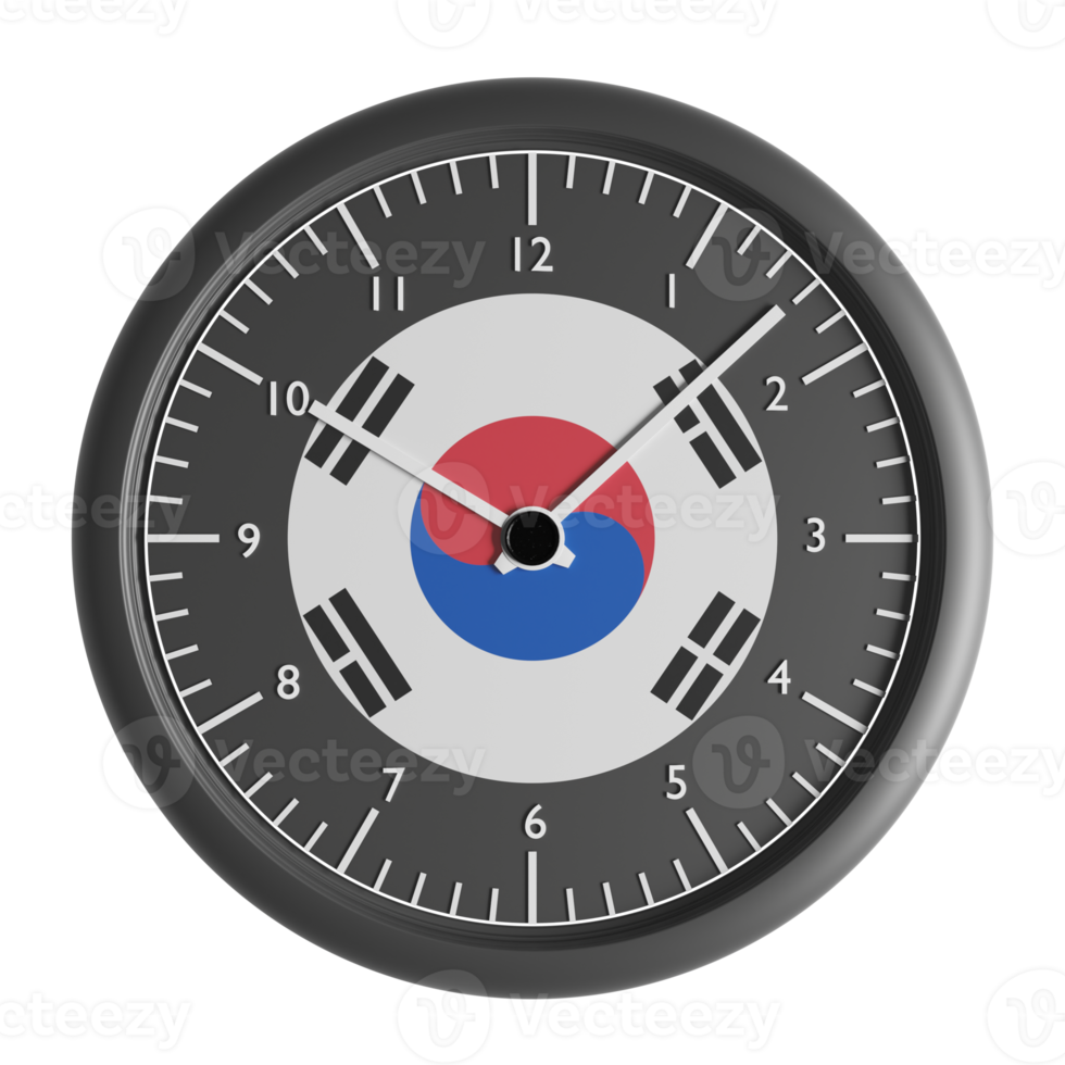 Wall clock with the flag of South Korea png