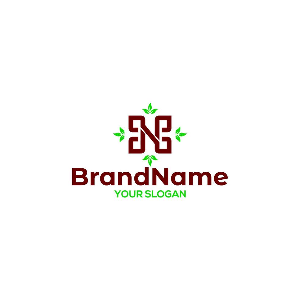 Letter N with Leaf Logo Design Vector