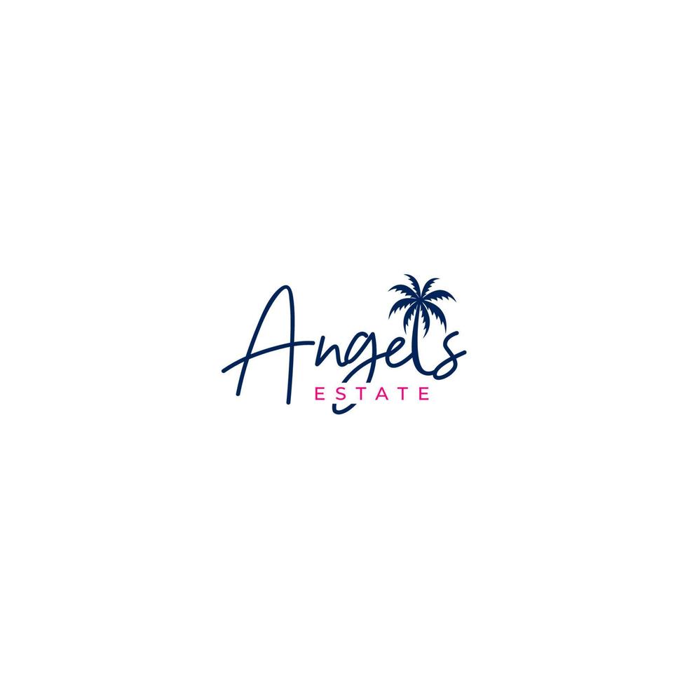 ángeles inmuebles playa casa logo diseño vector