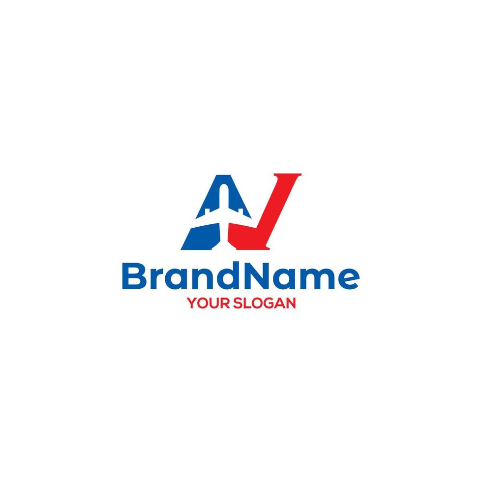 AV Plane Logo Design Vector
