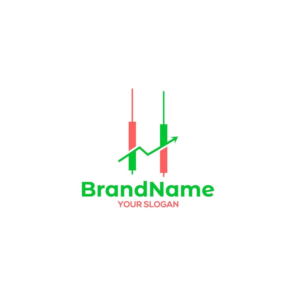 H Candlestick chart Logo Design Vector