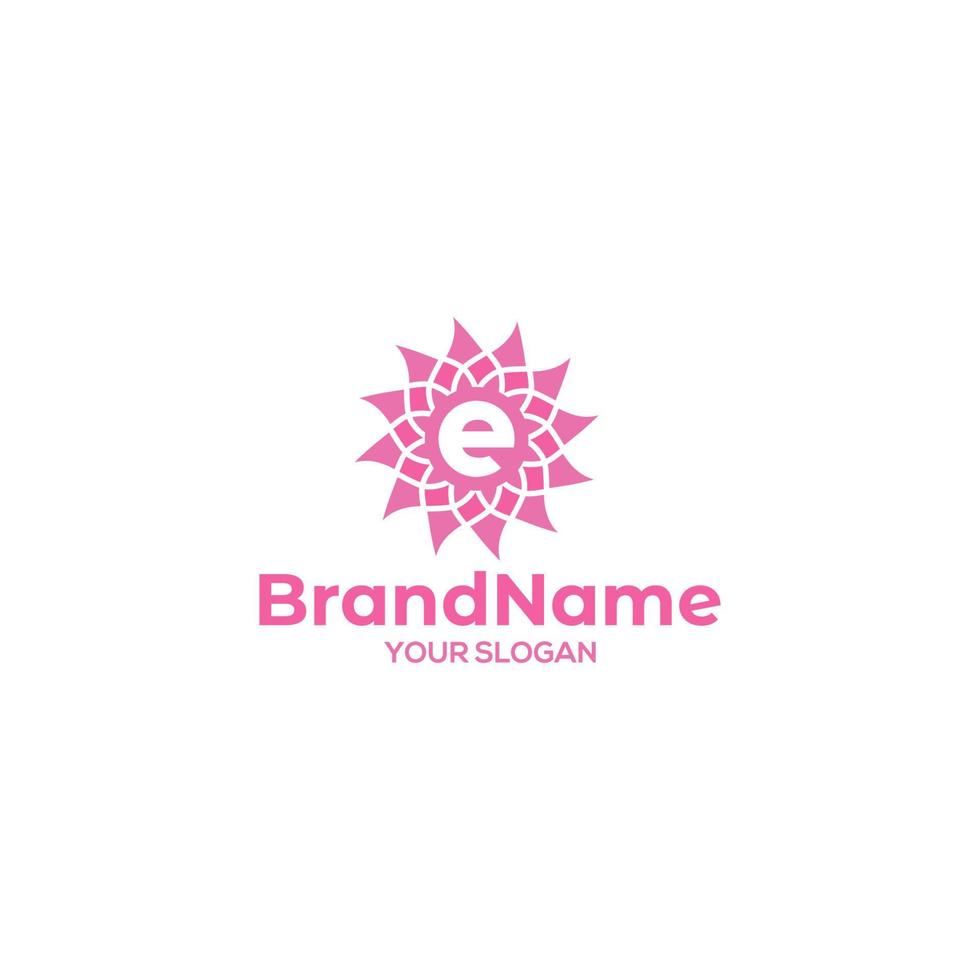 Initial E Flower Logo Design Vector