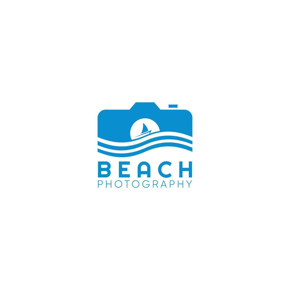 Beach Photography Logo Design Vector