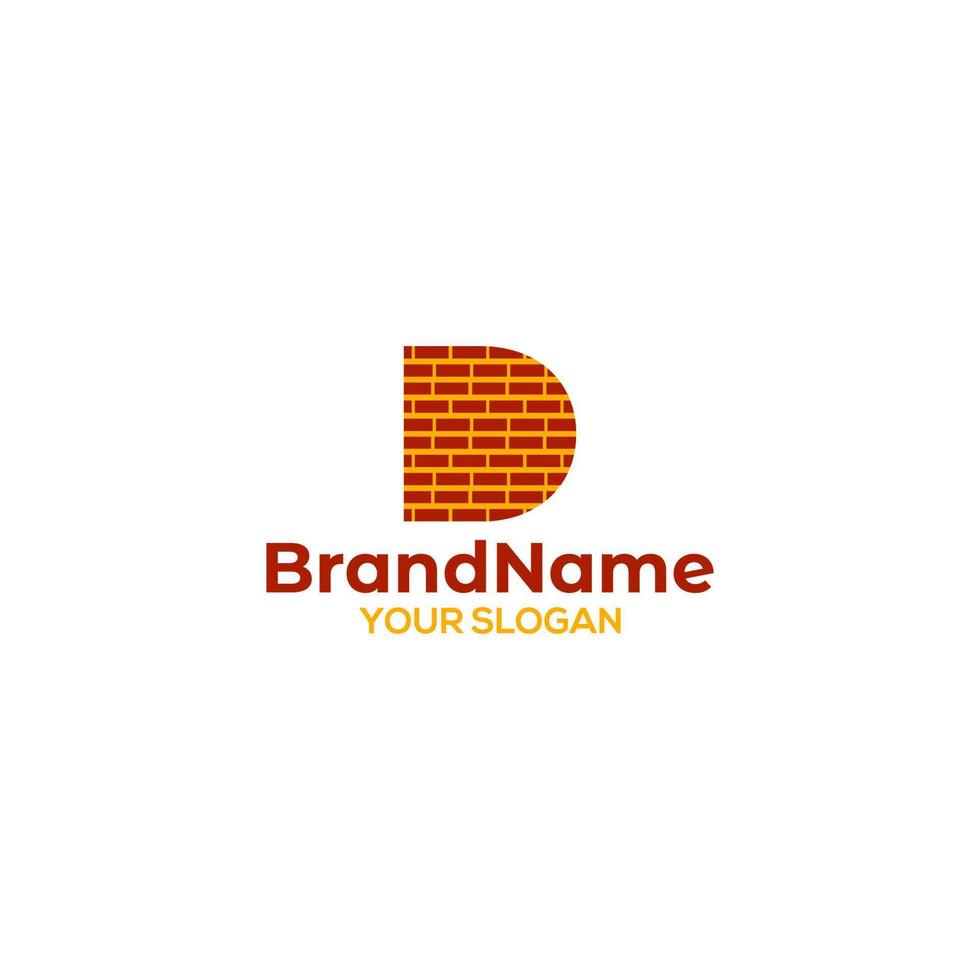 Simple D Brick Logo Design Vector