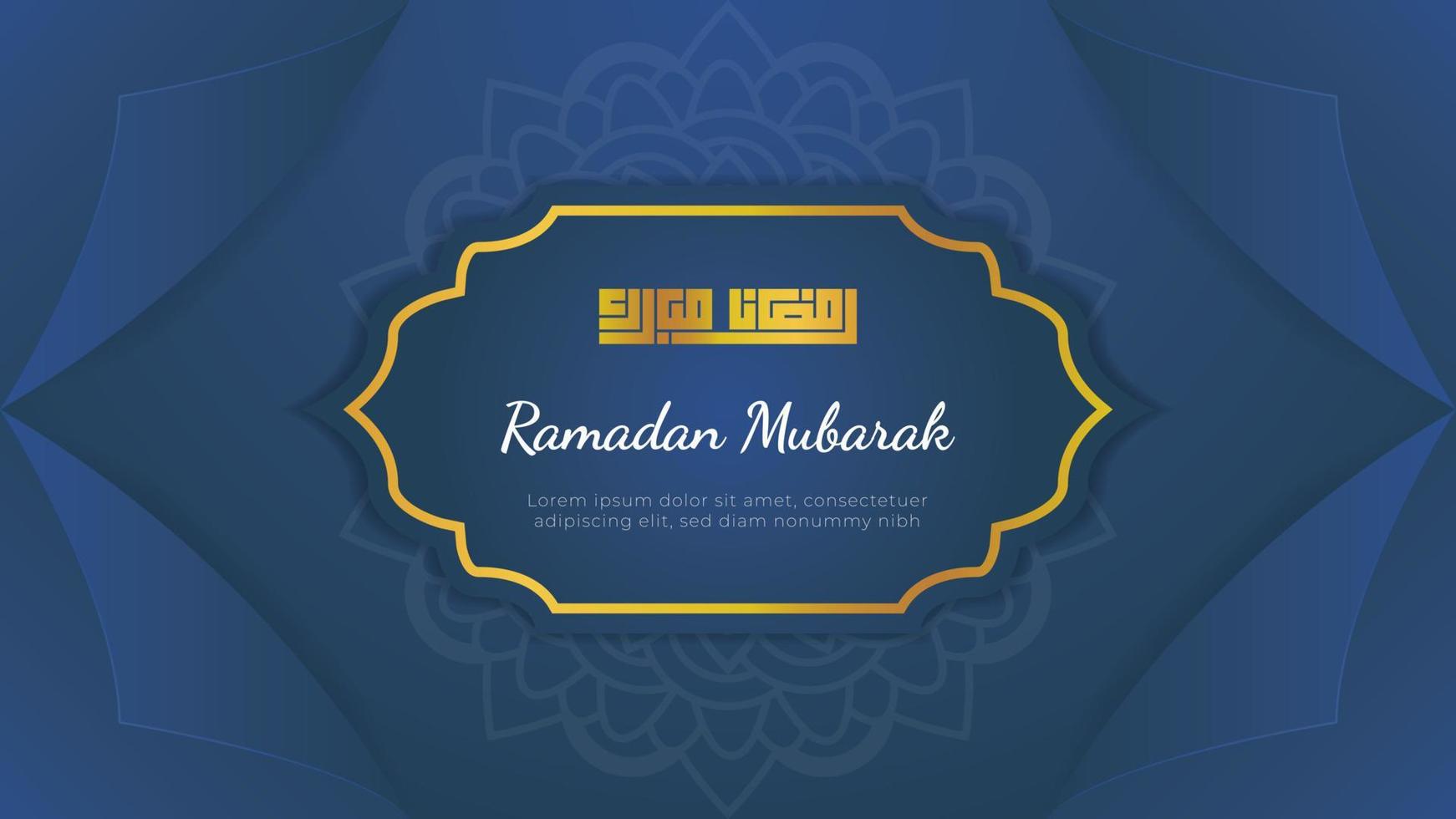 Paper cut style dark blue ramadan greeting background vector