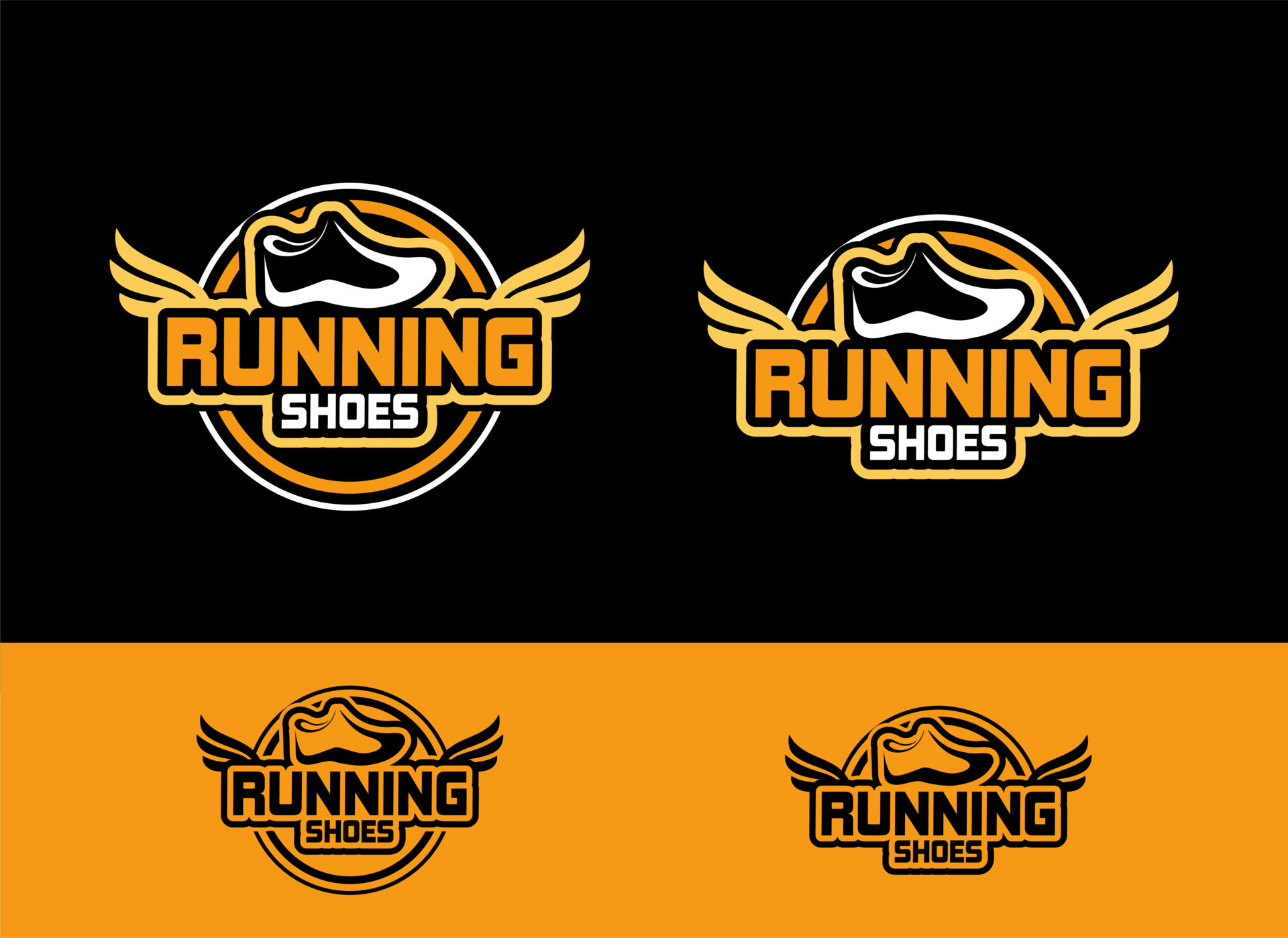 conjunto de corriendo zapato logo plantilla, letras logo diseño