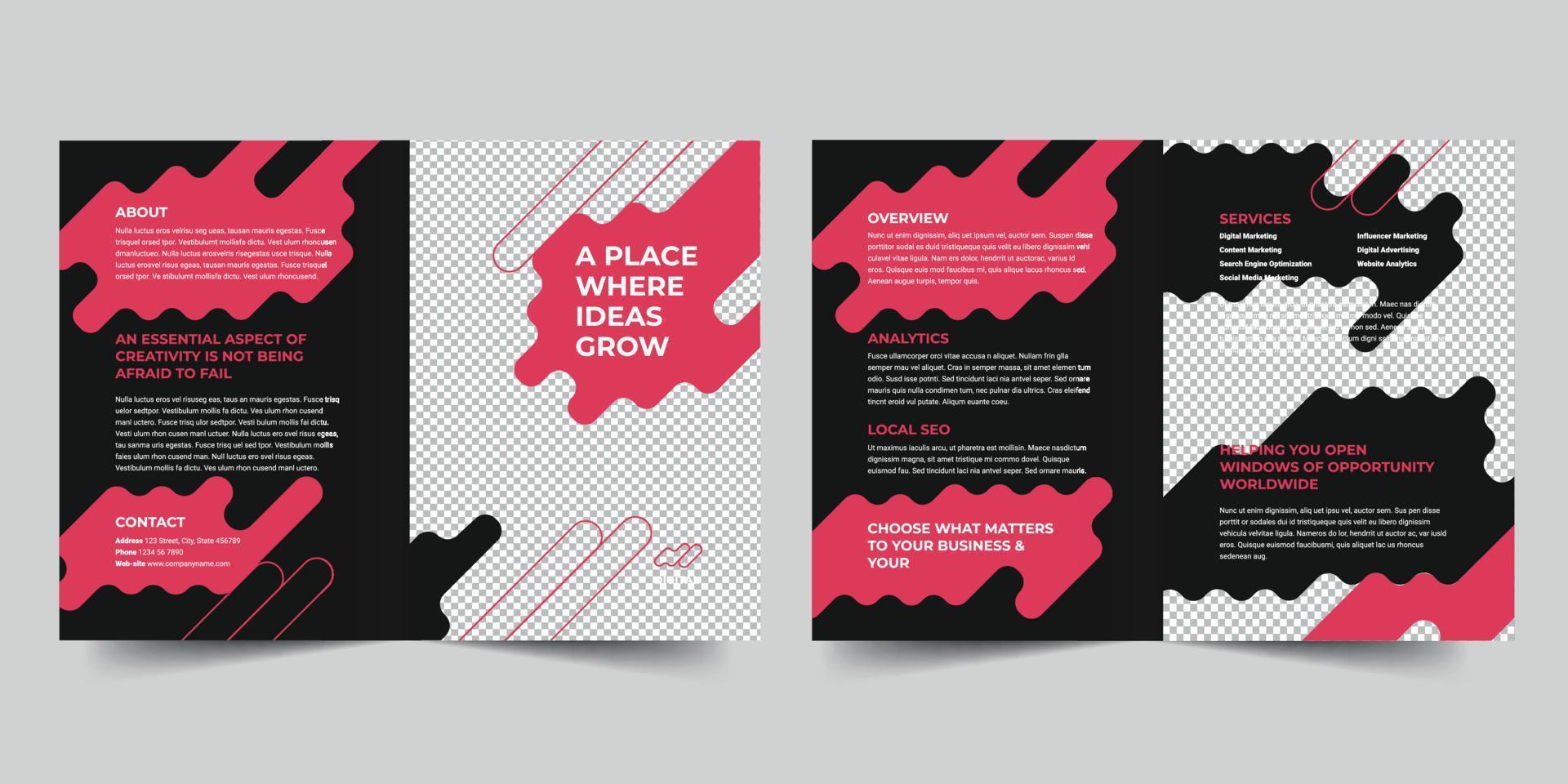 Digital Advertising Agency bifold brochure template, Bifold Brochure Accountancy Firm flyer vector layout Bifold mockup Pro Vector