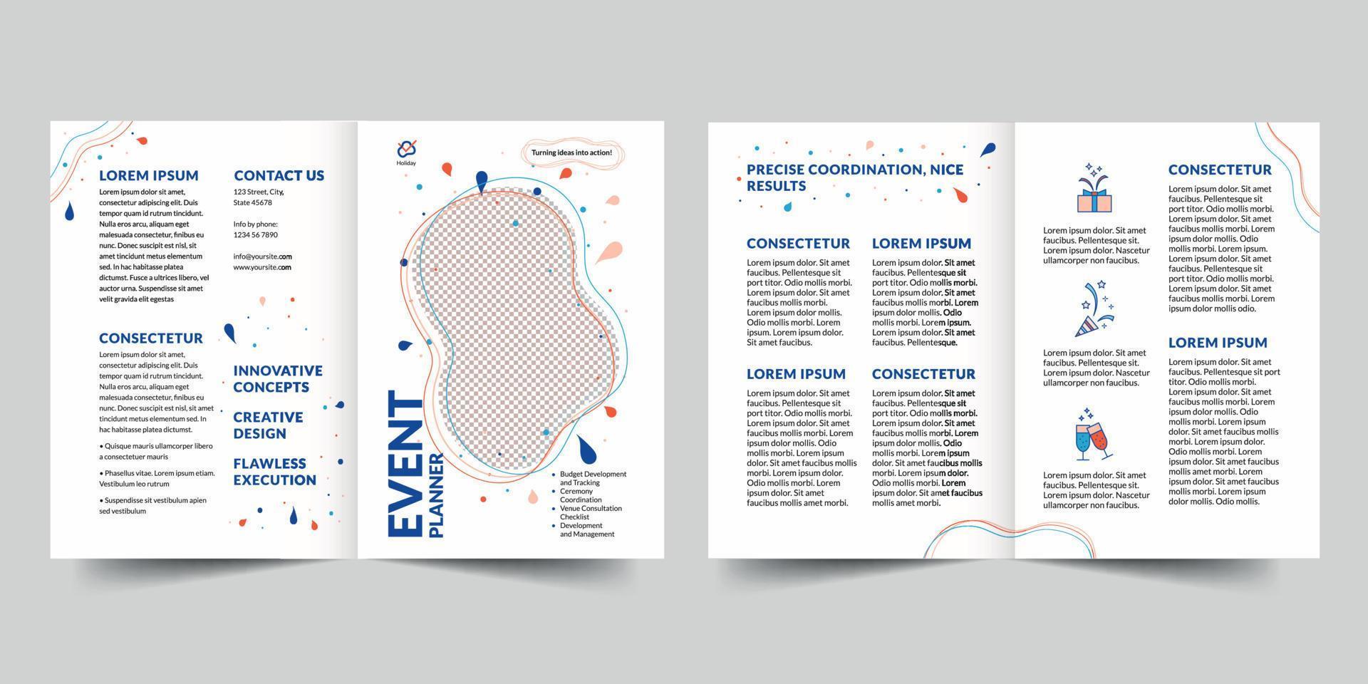 Event Planner bifold brochure template, Bifold Brochure Accountancy Firm flyer vector layout Bifold mockup Pro Vector