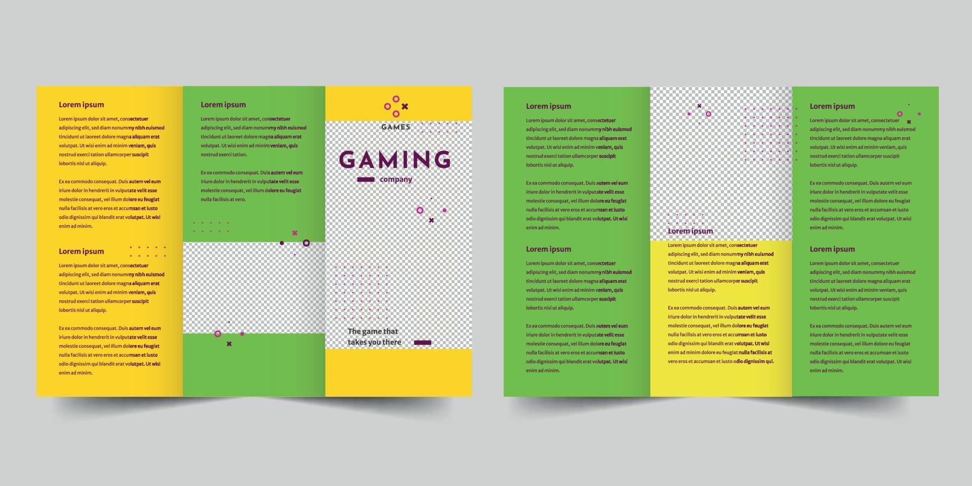 Gaming Company trifold brochure template, Trifold Brochure Accountancy Firm flyer vector layout Trifold mockup Pro Vector