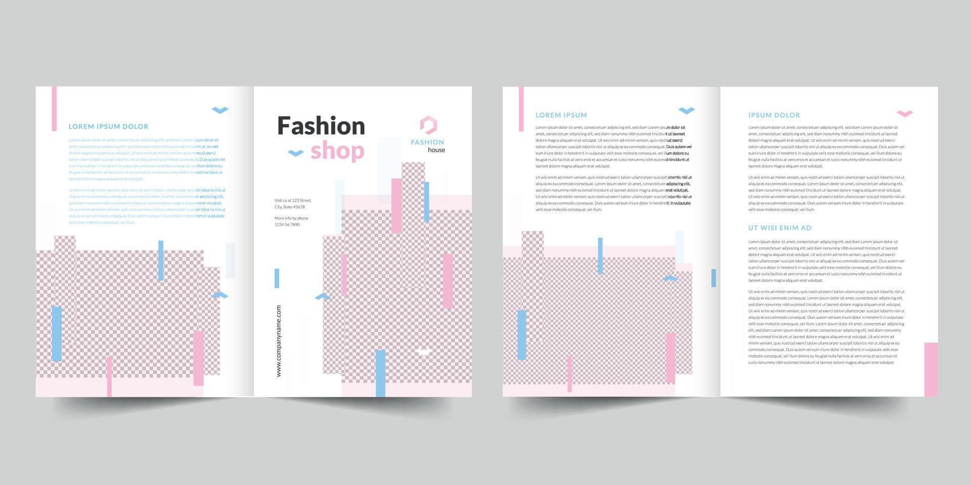 Fashion House bifold brochure template, Bifold Brochure Accountancy Firm flyer vector layout Bifold mockup Pro Vector