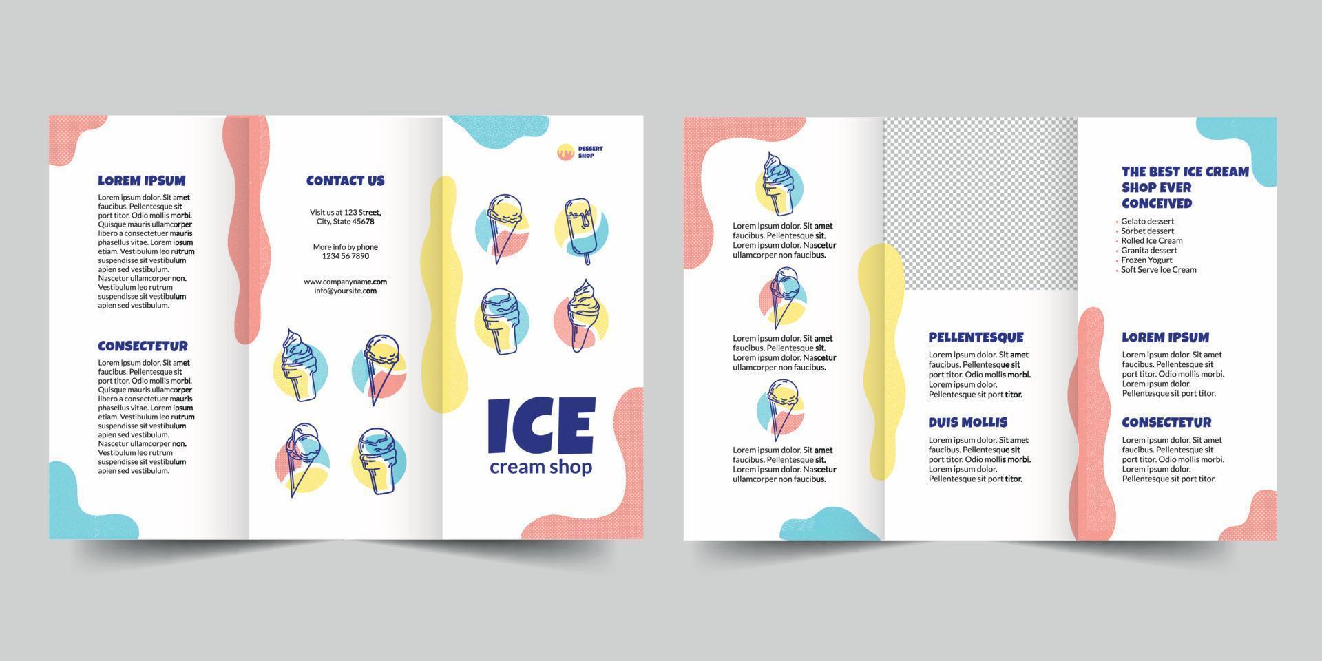 Ice Cream Shop trifold brochure template, Trifold Brochure Accountancy Firm flyer vector layout Trifold mockup Pro Vector