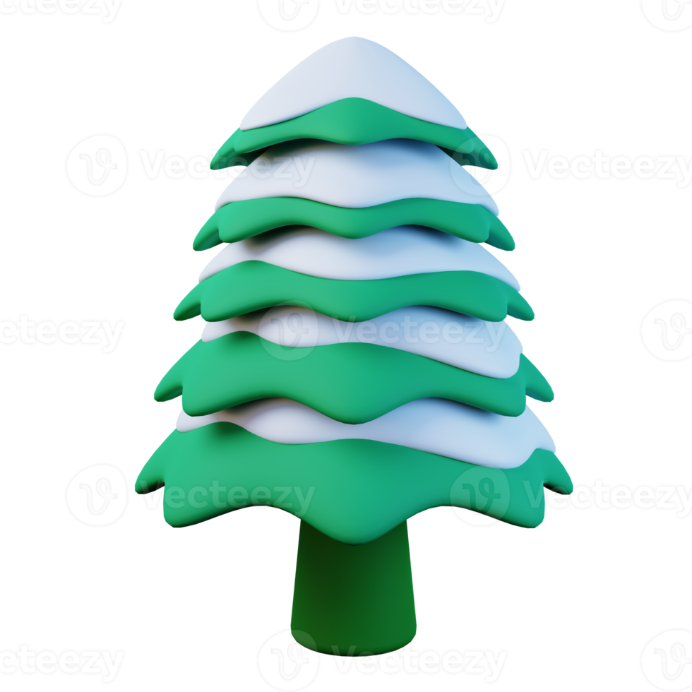 Snowy pine tree 3d illustration png
