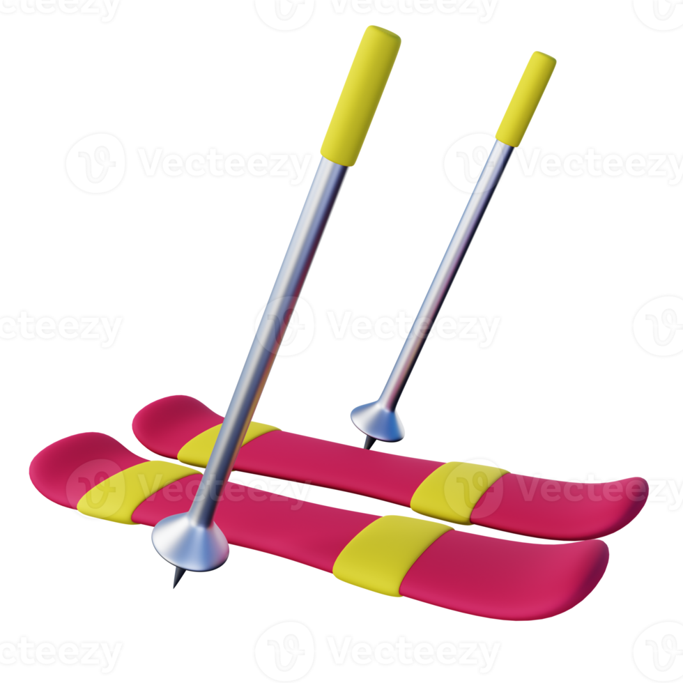 3d illustration of snowblades ski png