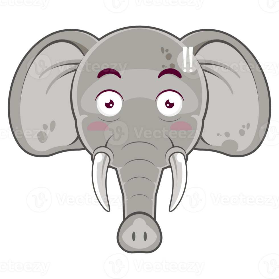 elefante sorpreso viso cartone animato carino png