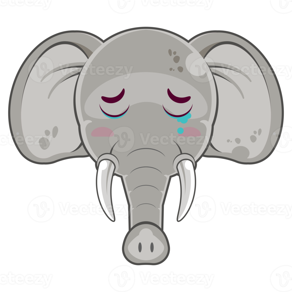 Elefant Weinen Gesicht Karikatur süß png