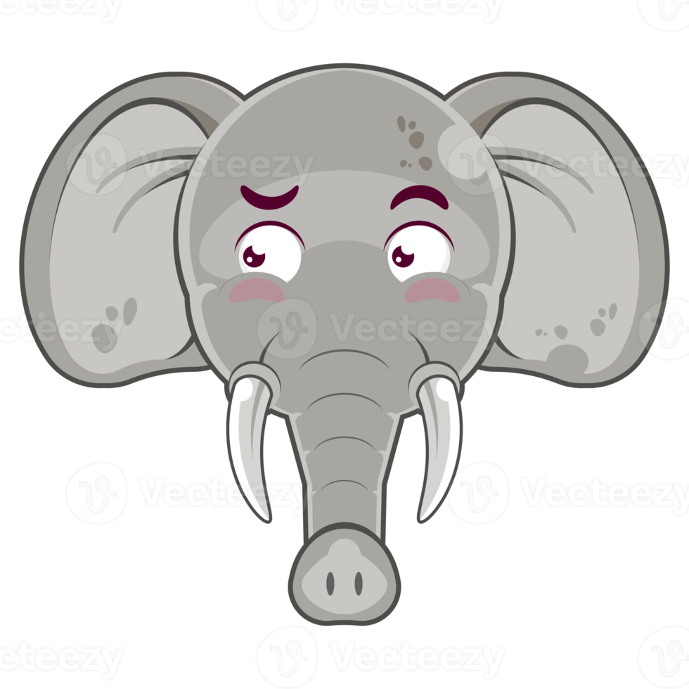 elephant surprised face cartoon cute png