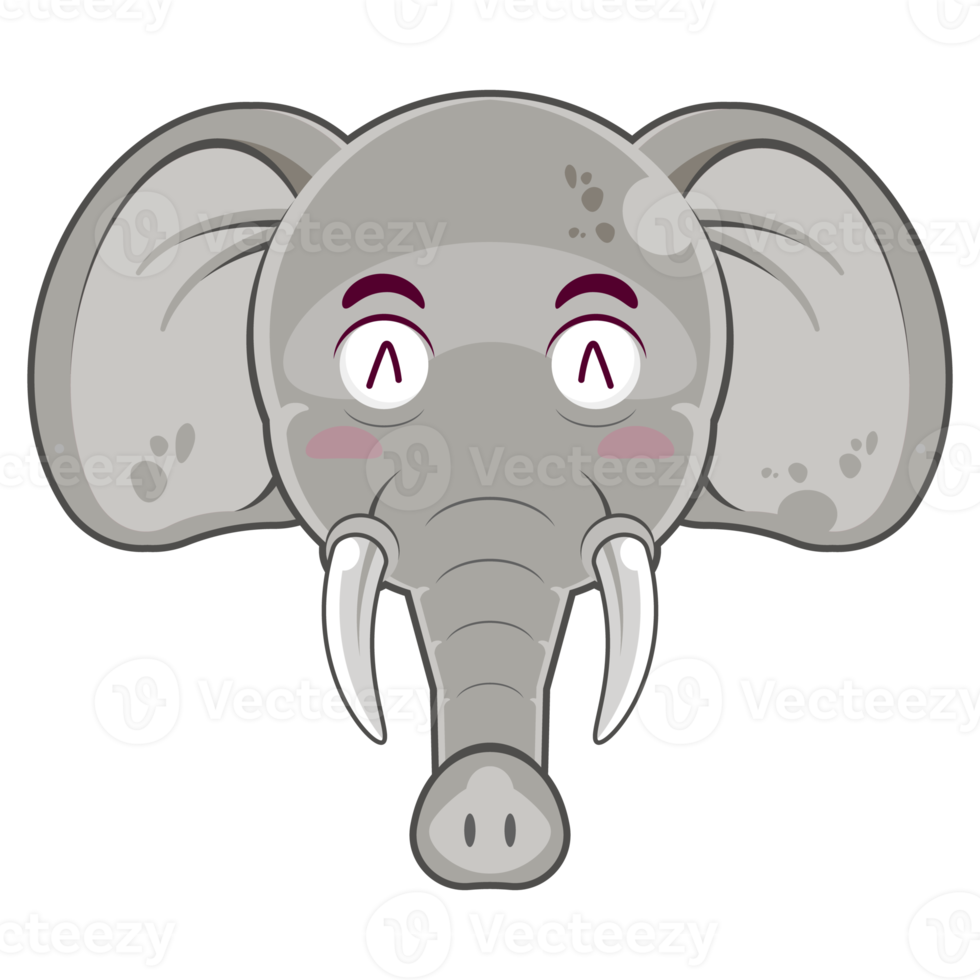 l'éléphant content visage dessin animé mignonne png