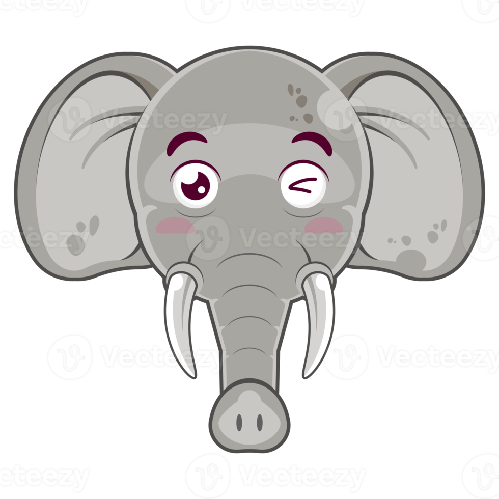 l'éléphant content visage dessin animé mignonne png