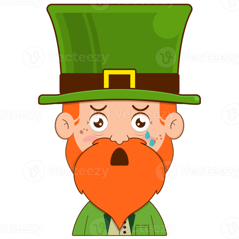 duende duende chorando e assustado face desenho animado fofa para santo patrick's dia png