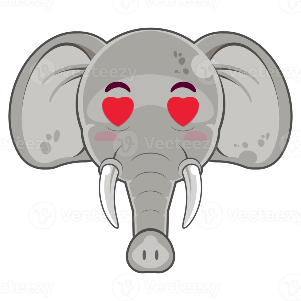 olifant in liefde gezicht tekenfilm schattig png