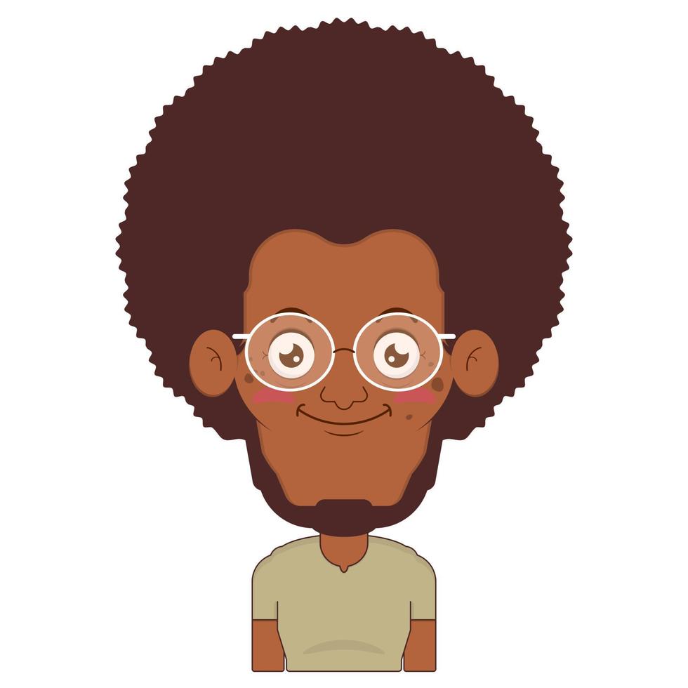 afro man smile face cartoon cute vector