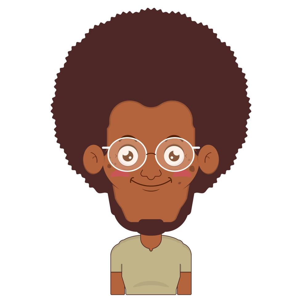 afro hombre sonrisa cara dibujos animados linda vector