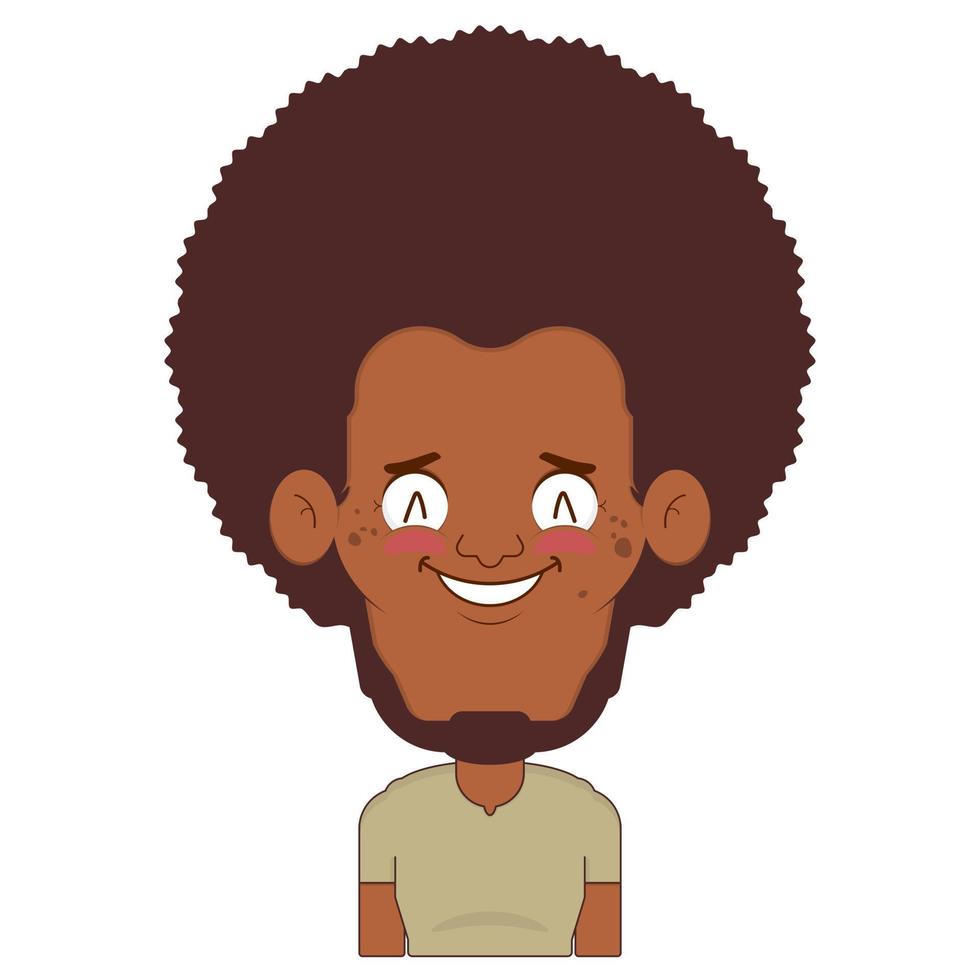 afro man smile face cartoon cute vector