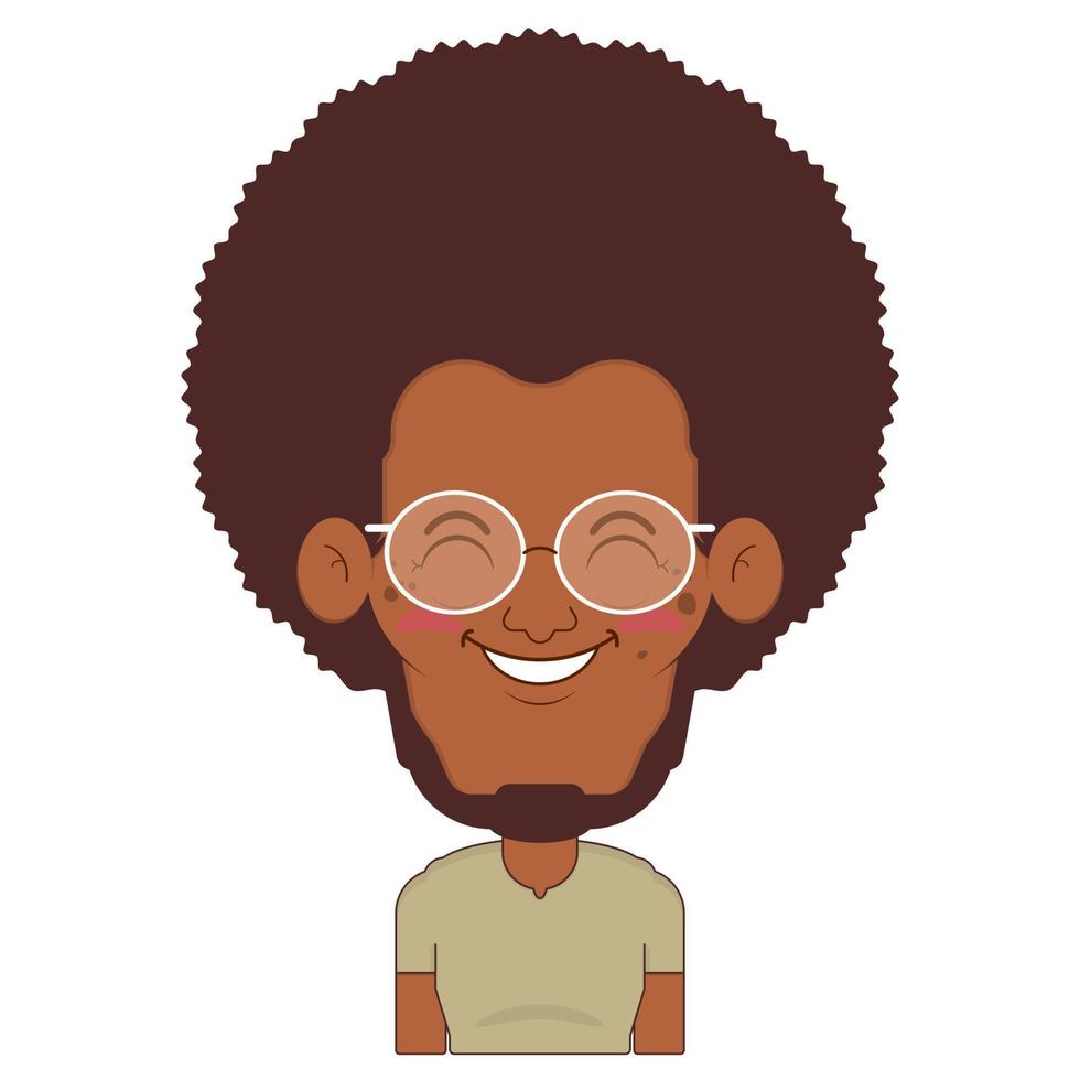 afro man smile face cartoon cute vector