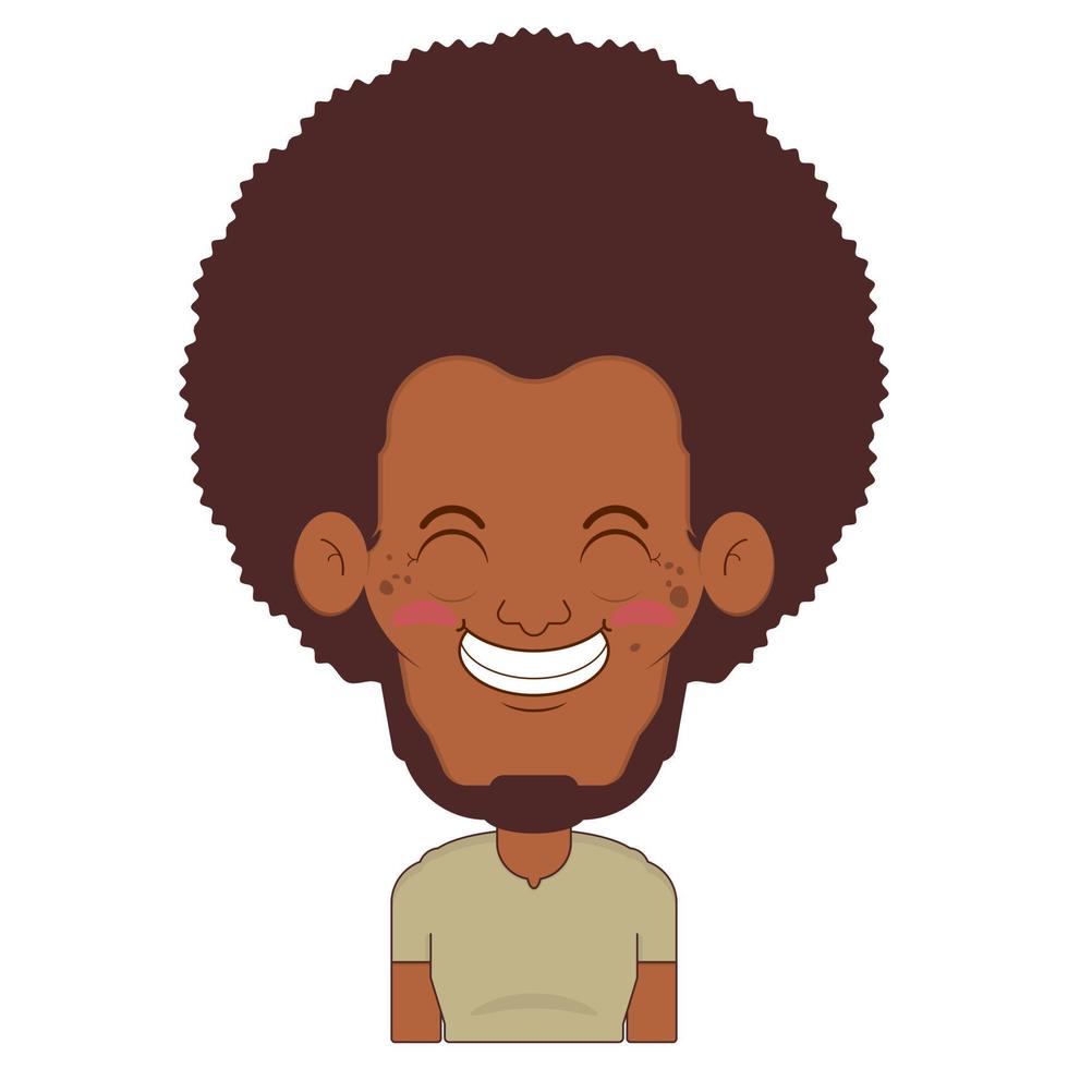 afro hombre sonrisa cara dibujos animados linda vector