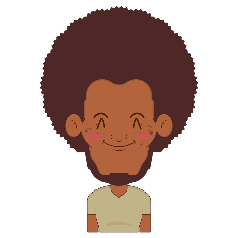afro man smile face cartoon cute vector